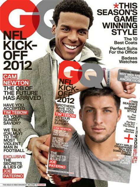 Cover Candy Cam Newton Tim Tebow On Gq Mags Annual Nfl Kickoff Issue