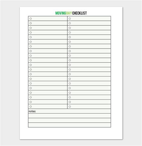 Printable Moving Checklist Template Editable