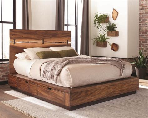 Bedroom furniture & bedroom sets. Rustic Smoky Walnut Queen Storage Bed | 212430SQ ...