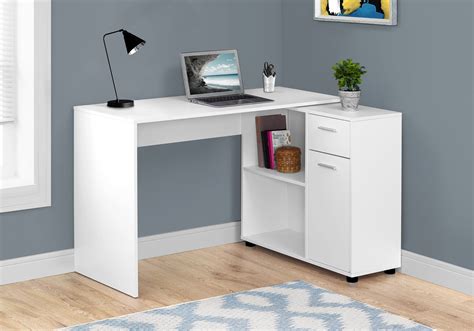 46 White L Shaped Office Desk By Monarch