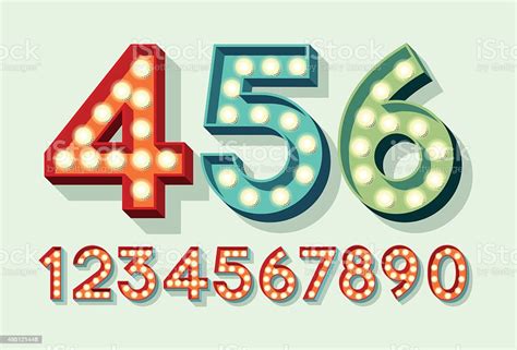 Retro Light Bulb Numbers Stock Illustration Download Image Now Istock