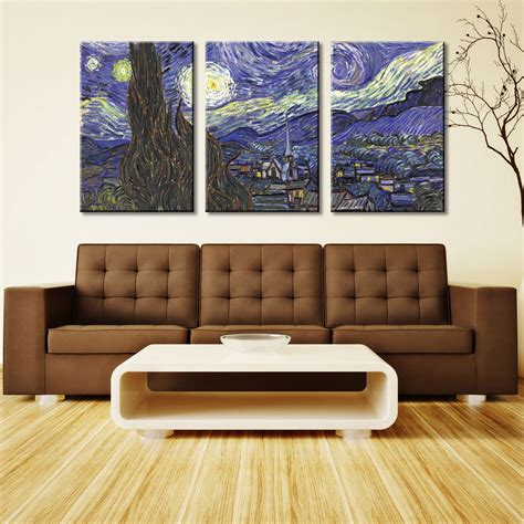 The Starry Night Triptych Wall Art Split Canvas Print Set