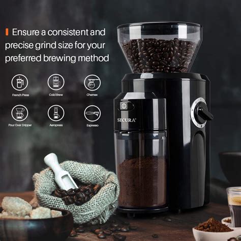 Secura Burr Coffee Grinder Conical Burr Mill Grinder With 18 Grind