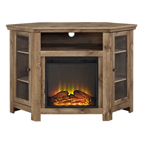 Walker Edison Corner Fireplace Tv Stand For 50 Inch Screens Barnwood