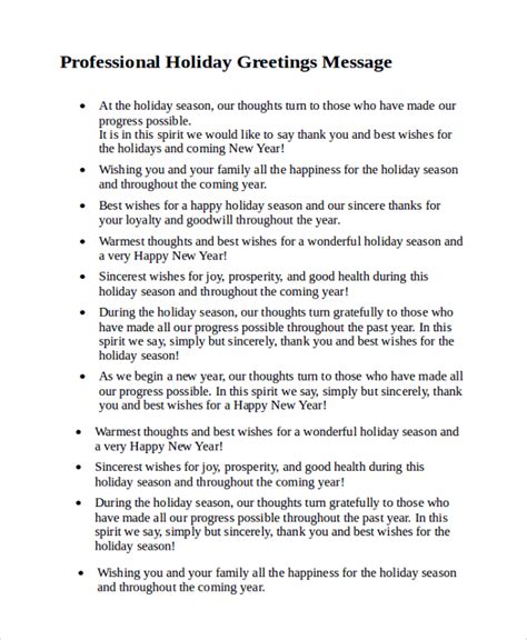 Free 7 Sample Holiday Greeting Message In Pdf Ms Word