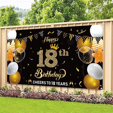 Happy 18th Birthday Backdrop Banner Cheers To 18 Years Background