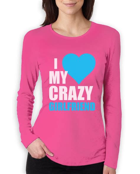 I Love My Crazy Girlfriend Couple Matching Women Long Sleeve T Shirt V