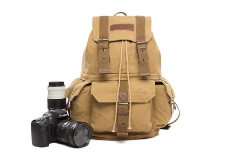 Waxed Canvas Camera Backpack Professional Dslr Camera Bag Travel