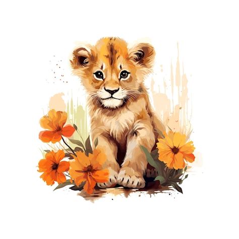 Premium Vector Watercolor Cute Lion Cub Illustration