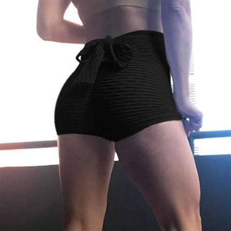 Sexy Bandage Fitness Wear Shorts Elastic Mid Waist Shorts Women Butt Scrunch Shorts Sporting