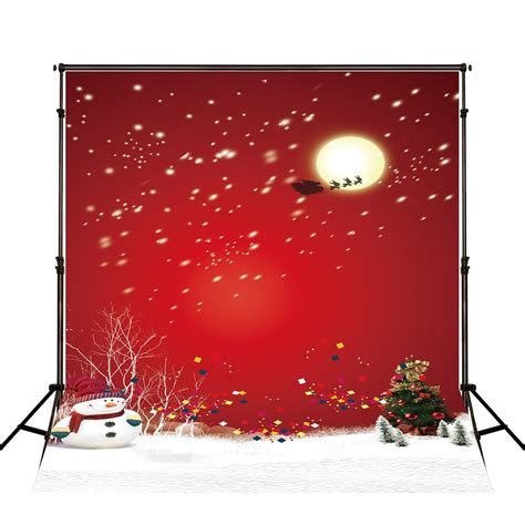 Greendecor Polyster 5x7ft Red Christmas Photography Backdrops Snowman