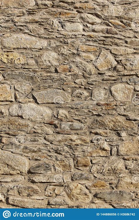 Natural Stone Wall Facade Detail Textured Rustic Background Stock
