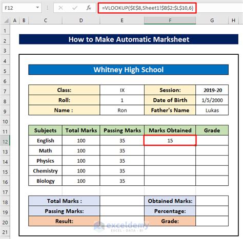 How To Make Automatic Marksheet In Excel With Easy Steps
