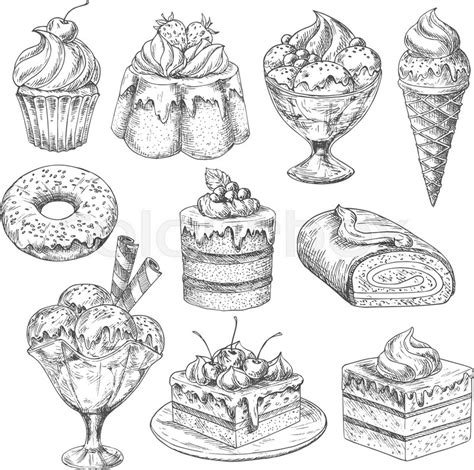 Another cool easy desert background :d be sure to subscribe and check out some of my other videos! Bakery desserts sketch vector icons. ... | Stock vector ...