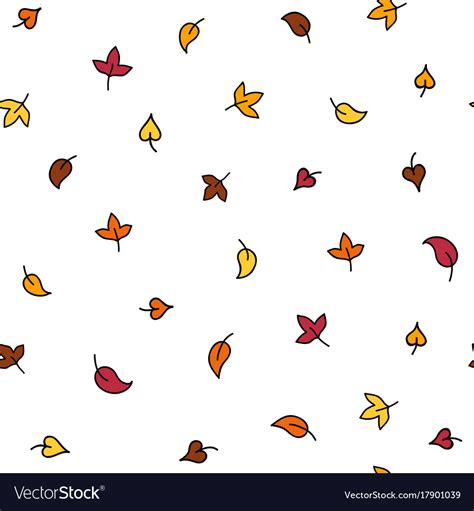 Minimalistic Autumn Leaves Doodle Seamless Pattern