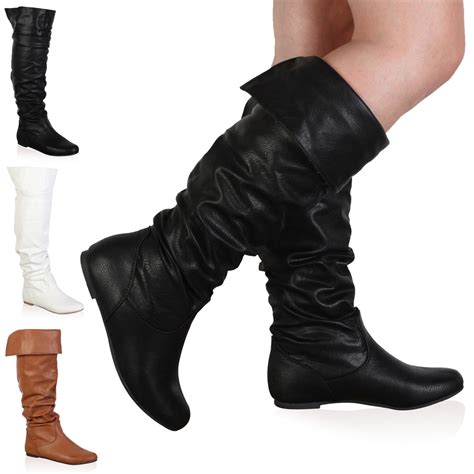 Womens New Slouchy Riding Ladies Knee High Winter Flat