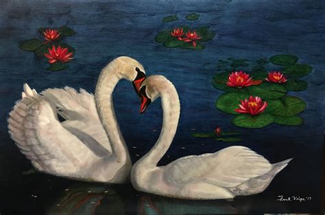 Swan Painting Pond Painting Swan Love Swan Print Love Oil