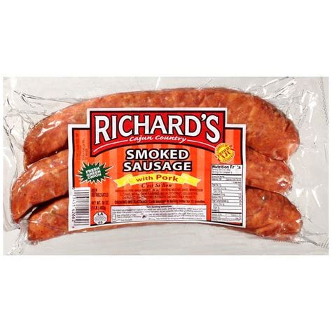 Richards Cajun Foods Smoked Pork Sausage 16 Oz
