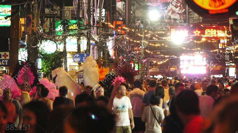 Night Walking Street Patong Thailand Stock Video Footage 885251
