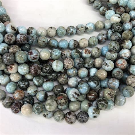Larimar Beads Natural Gemstone Beads Round Genuine Larimar Etsy