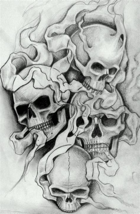 Smokey Skulls 2 Skull Sleeve Tattoos Skull Sleeve Skulls Drawing