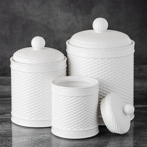 Basket Weave Canister Set Set Of 3 61292 The Home Depot