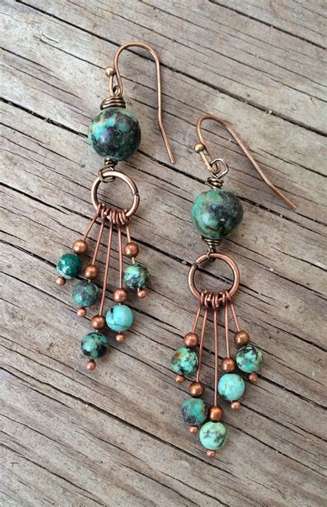 Oorbel Turquoise Earrings Dangle Handmade Jewelry Copper Jewelry