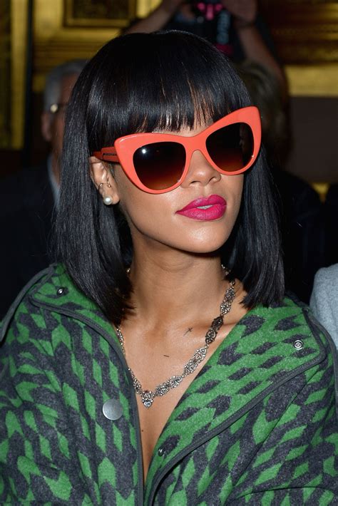 Rihanna In Oversized Coral Sunglasses During The Stella Mccartney Show