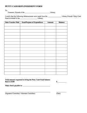Petty Cash Replenishment Form Fill Out And Sign Printable Pdf