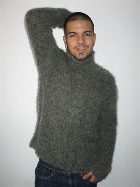 Mens Soft And Fuzzy Turtleneck Mohair Sweater Sweaters Men Sweater