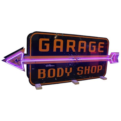 1950s Large Double Sided Garage Body Shop Neon Sign At 1stdibs