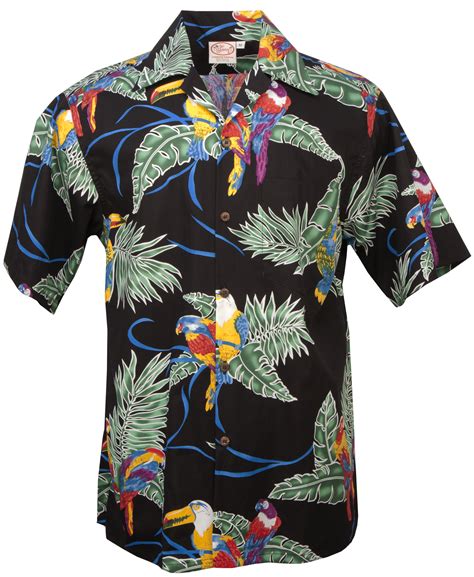 This is best draped over the shoulders of leaner men, blending seamlessly with white shorts to bring out the clouds in that pattern. Go Barefoot Tropical Birds Mens Hawaiian Aloha Shirt in ...