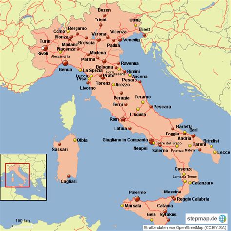 Italien Städte von Lolmops35 Landkarte für Deutschland
