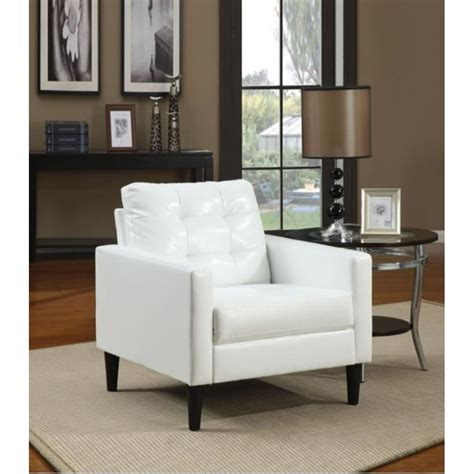 White Faux Leather Accent Chair