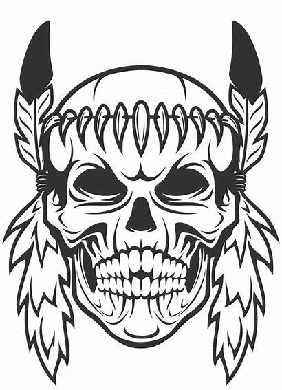 Skulls Coloring Native American Pdf Chief Headdress