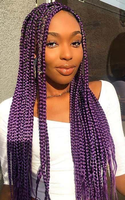 Long Box Braids In Purple Longboxbraids Bobboxbraidsstyles Box