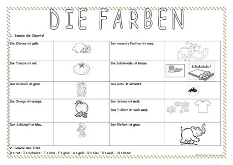 Farben Arbeitsblatt Kostenlose Daf Arbeitsblätter Deutsch Lernen