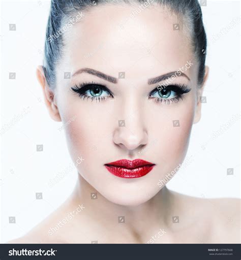 Closeup Portrait Of A Beautiful Woman With Beauty Face And
