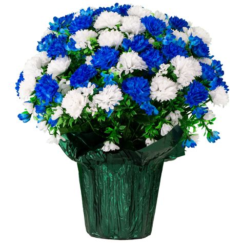 Sympathy Silks Memorial Artificial Flowers Weighted Pot Bouquet