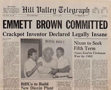 Emmett Brown Committed Hill Valley Telegraph Back To The Future Part Ii