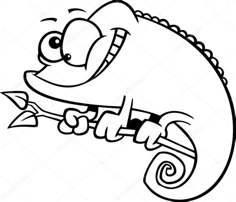 Getting started instructions color charts coloring pages. Vector of a Cartoon Happy Chameleon Lizard - Outlined ...