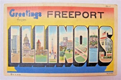 Vintage Postcard Greetings From Freeport Illinois Ebay