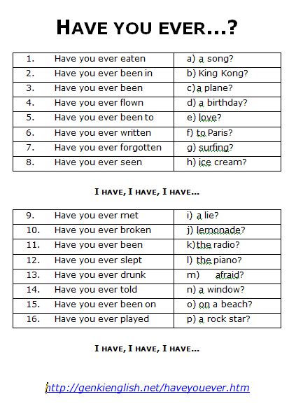 Song Worksheet Have You Ever