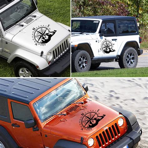 Buy Fochutech Car Decals Compass With Mountain Jeep Stickers