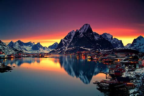 Reinebringen Mountains In Norway Sunset 4k Wallpaper Best Wallpapers