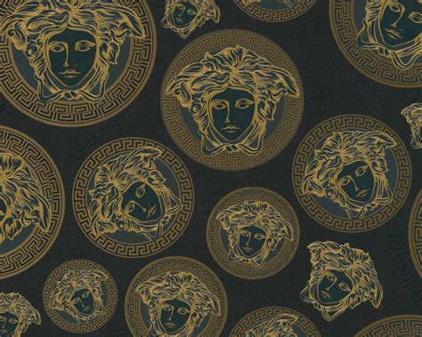 Exclusive Versace V Medusa Amplified Glamor Wallpaper Black Gold