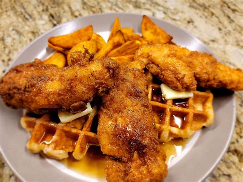 Chicken And Waffles With Seasoned Fries Dixiefood