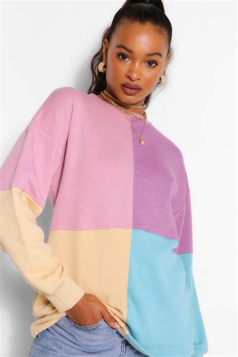 Color Block Oversized Sweater Women Color Blocking Oversized Sweater