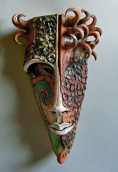 Inna Olshansky Ceramic Wall Mask Ceramic Sculpture Figurative