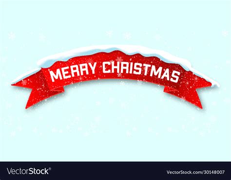 Red Realistic Curved Ribbon Merry Christmas Vector Image